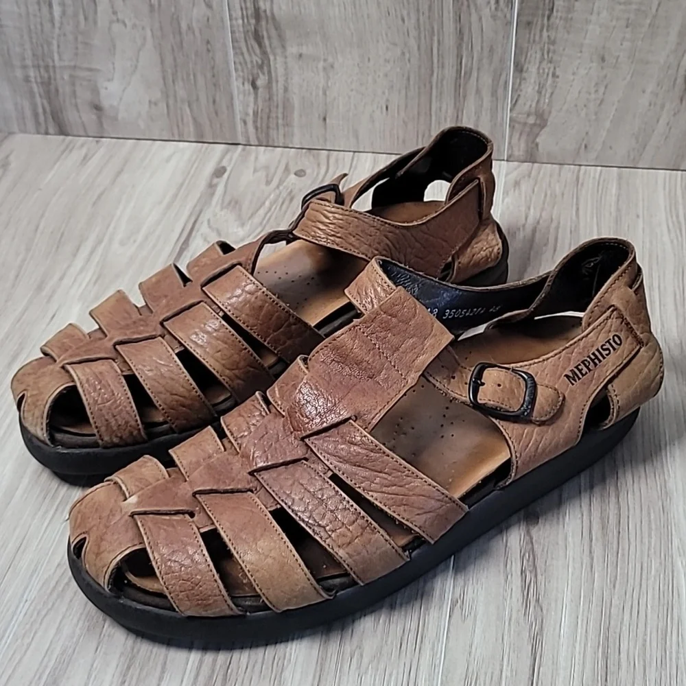 Mephisto Sam Fisherman Sandals Men’s Size 12 / EU 46 Brown Leather Comfort